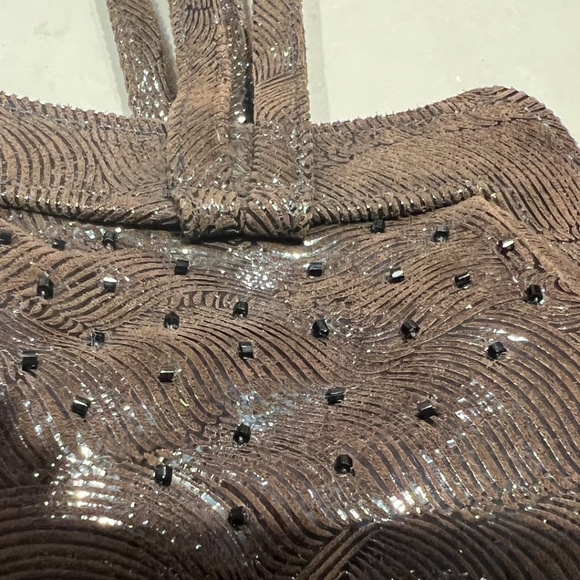 Michelle LaLonde Chocolate Brown/Beaded Leather Evening Bag - Never used - Picture 2 of 5
